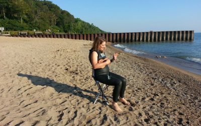 Playing the Ukulele on a Lake Michigan Beach