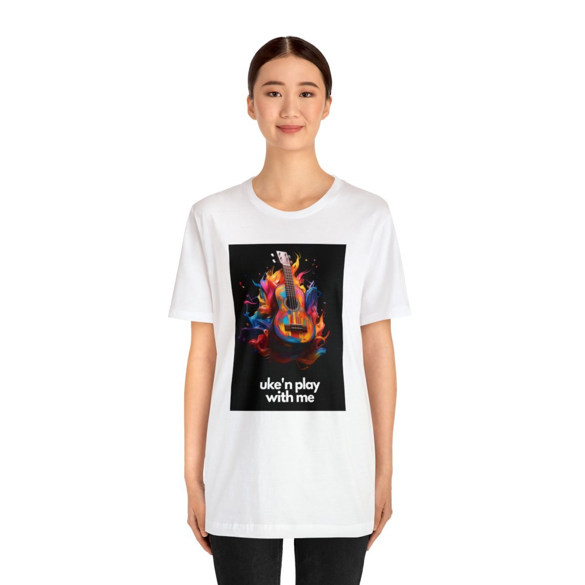 Ukulele T Shirt - "uke'n play with me" gag - Unisex Jersey Short Sleeve Tee - Image 16