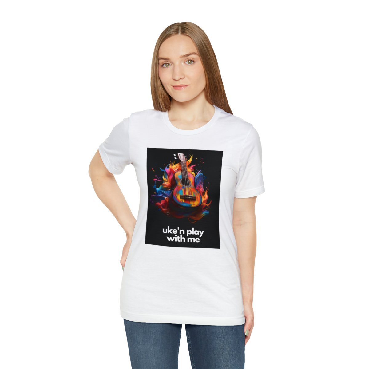 Ukulele T Shirt - "uke'n play with me" gag - Unisex Jersey Short Sleeve Tee - Image 18