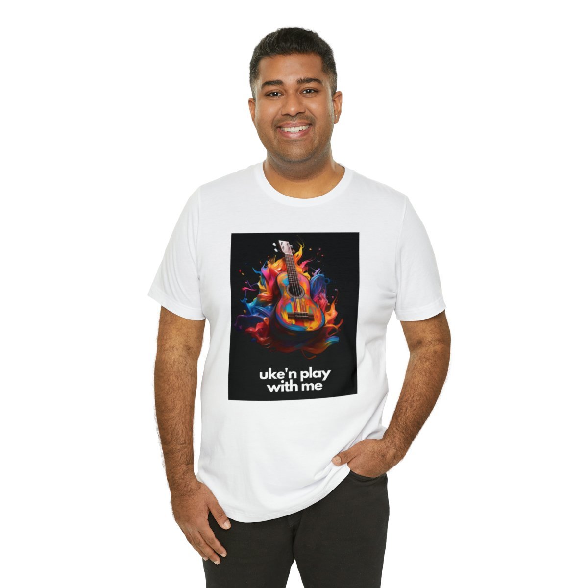 Ukulele T Shirt - "uke'n play with me" gag - Unisex Jersey Short Sleeve Tee - Image 21