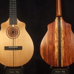 Bruce Wei Handmade Spruce, Spalted Rosewood 4 String Baritone Ukulele, Soft-bag UN19-2007