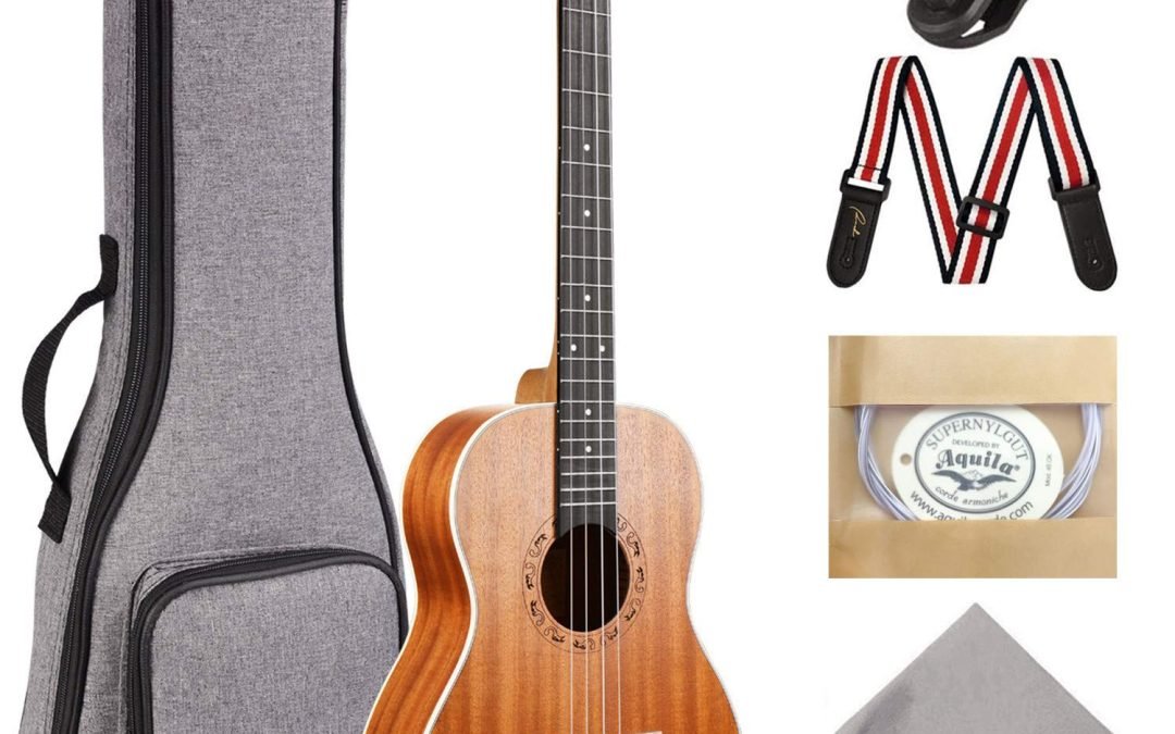 Ranch Baritone Ukulele 30 inch Ukelele Instrument Kit for Beginners Starter Pack Bundle Gig bag, Tuner, Strap, Adjustable Tool Set